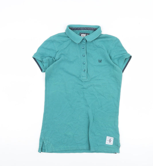 Womens UK Size 6 Crew Clothing Co. Green Basic Polo