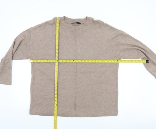 F&F Women’s Beige Crew Neck Long Sleeve Knit Jumper Size L