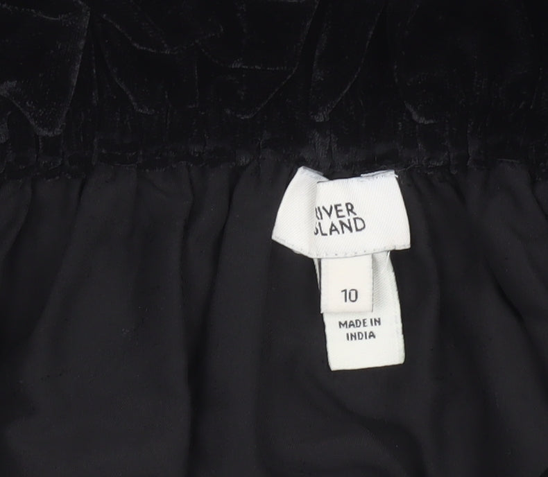 Womens UK Size 10 River Island Black Peasant Blouse