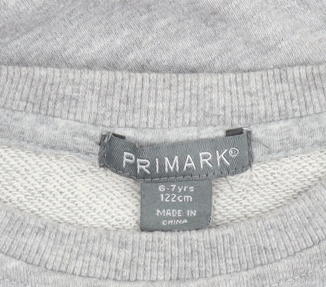 Primark Girls Grey Super Cool Graphic Pullover Sweatshirt 6-7 Years
