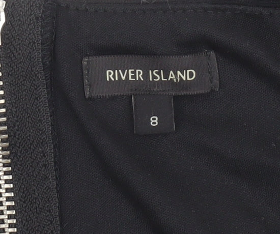 Womens UK Size 8 River Island Black Cropped Tank