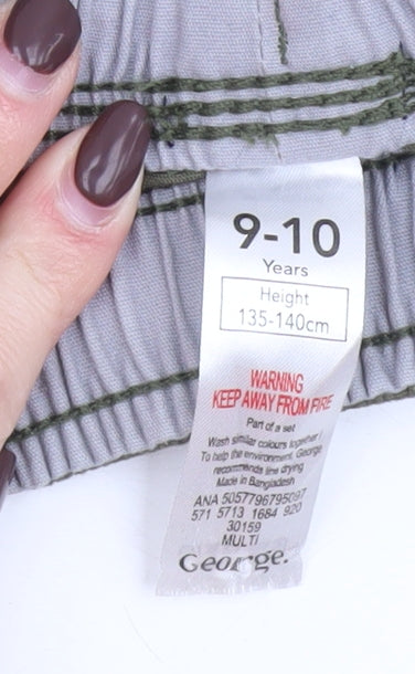 George Boys Green Cargo Shorts 9-10 Years Regular Fit Drawstring Waist