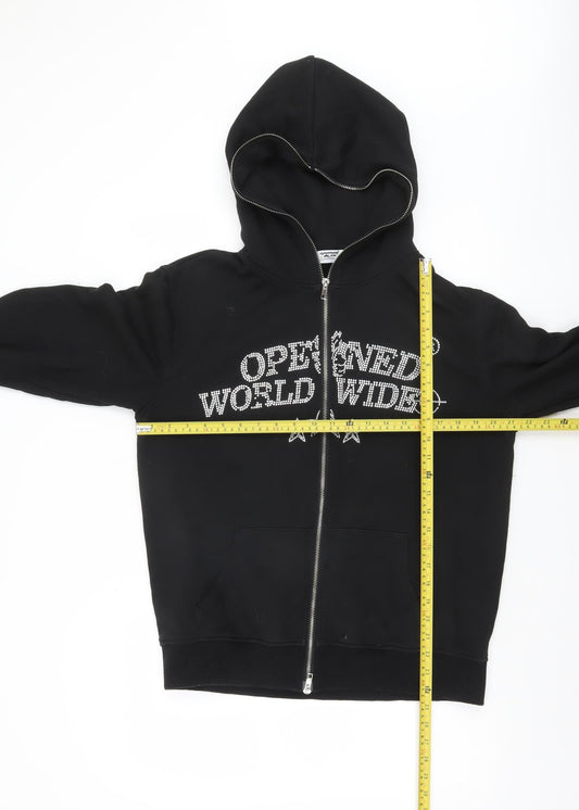 Mens UK Size S Opened & Co Black Full Zip Hoodie