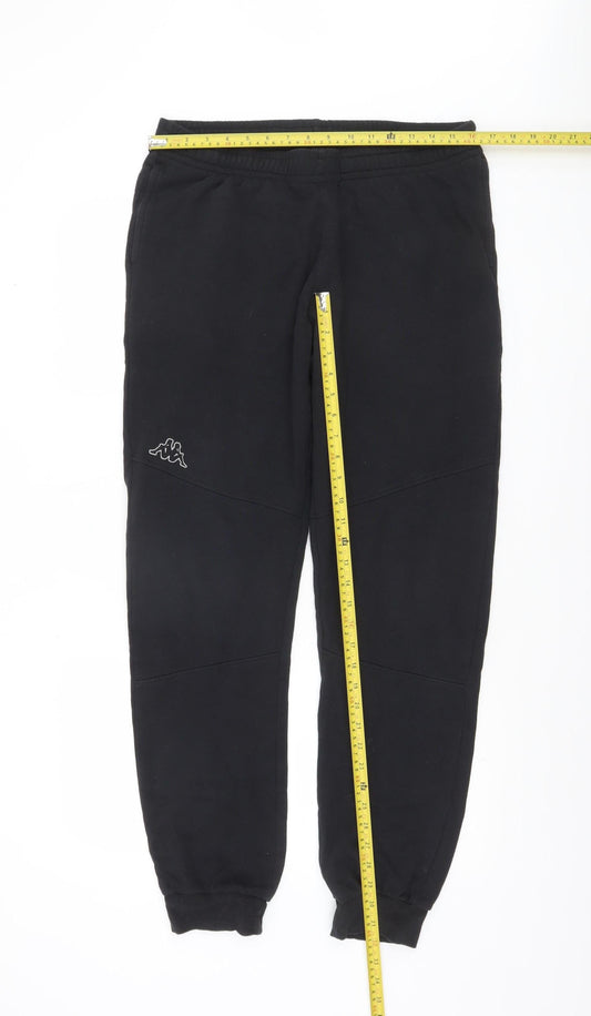 Kappa Men's Black Jogger Sweatpants L Fleece Tapered Fit
