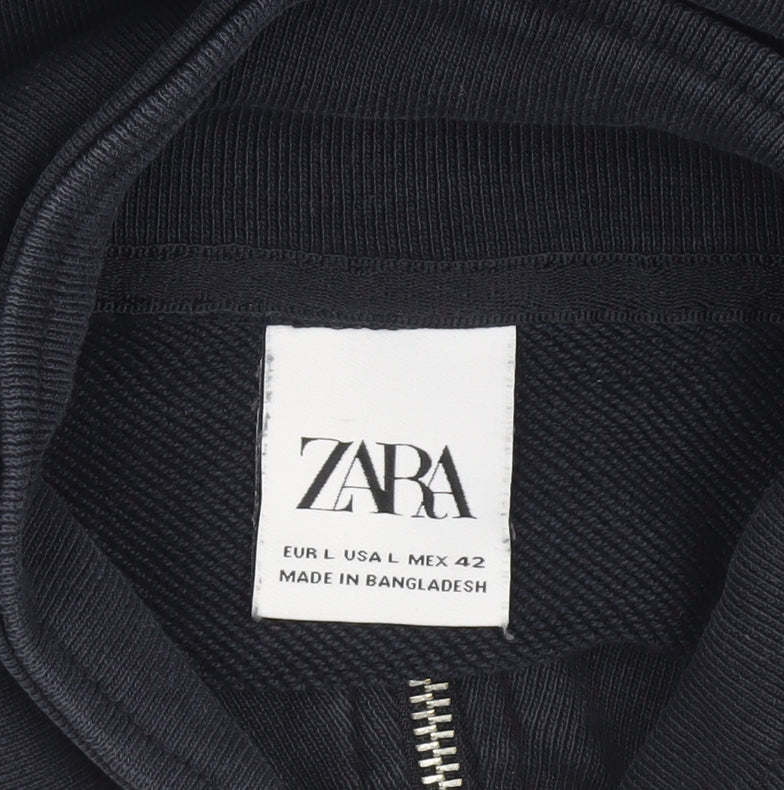 ZARA Men's Blue Long Sleeve 1/2 Zip High Neck Sweatshirt L