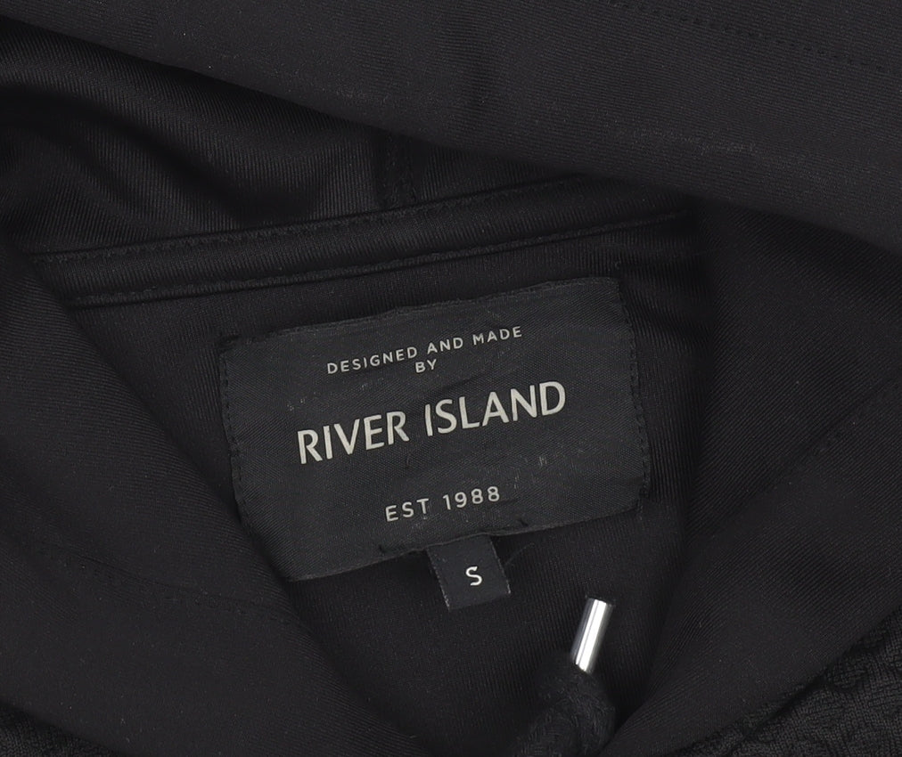 Mens UK Size S River Island Black Full Zip Hoodie