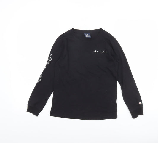Boys UK Size 9-10 Years Champion Black Basic T-Shirt