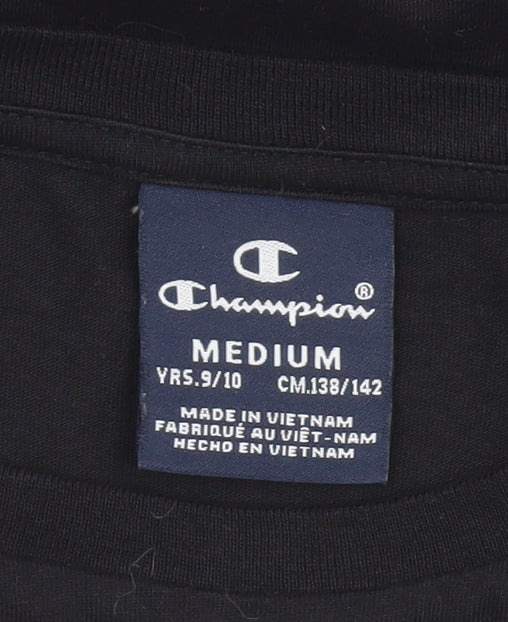 Boys UK Size 9-10 Years Champion Black Basic T-Shirt