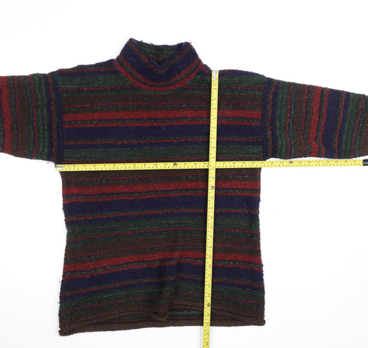 1052 Ultimate Men’s Multicoloured Striped Knit Jacket M Retro Style