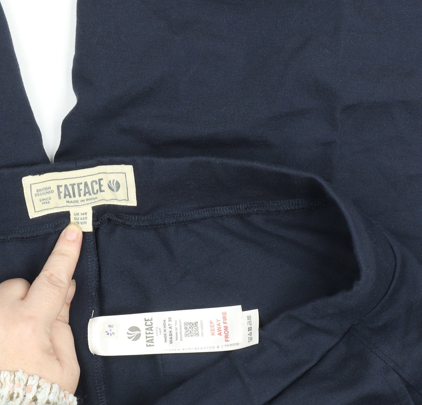 FatFace Womens Blue Wide-Leg Viscose Trousers Size 14R