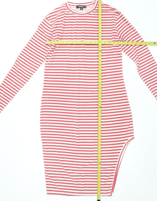 Missguided Women’s Red Striped Bodycon Jersey Dress Size 10