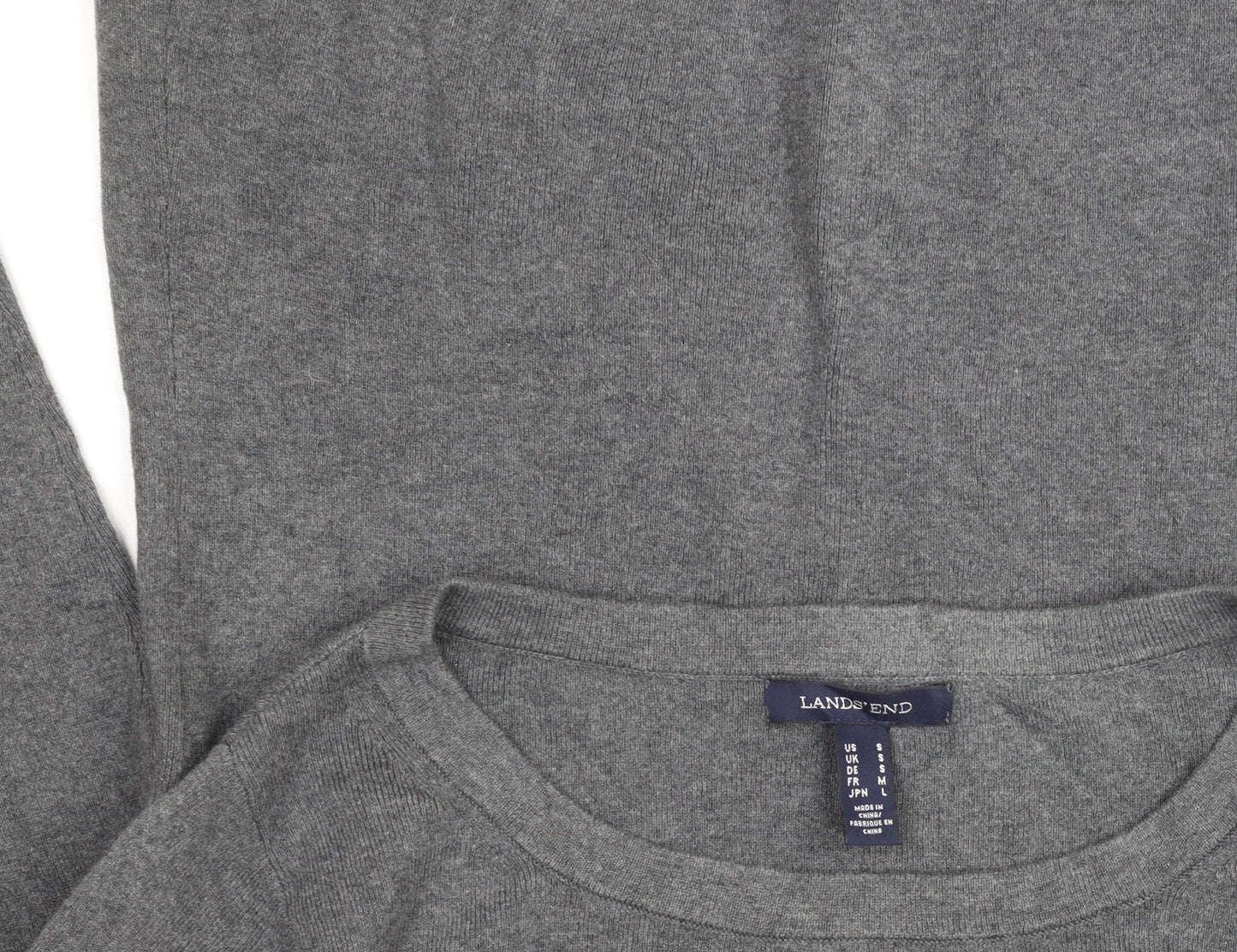 Lands' End Women's Grey Wool Blend Long Sleeve Basic Jumper Size S