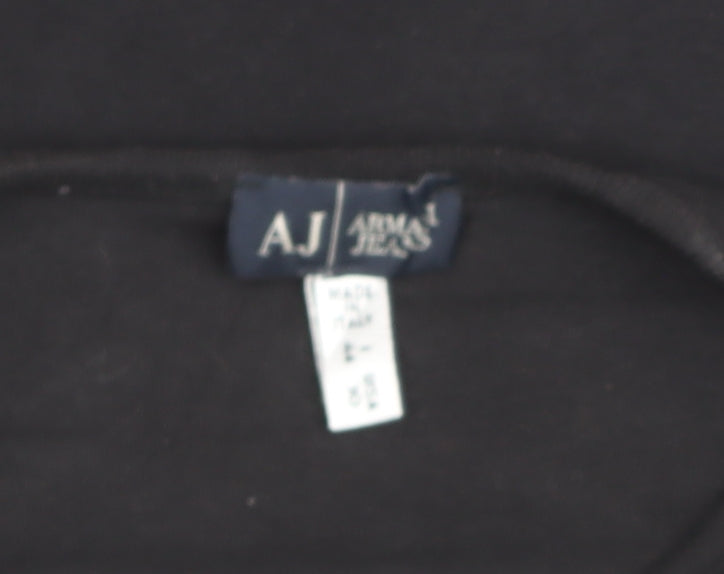 Armani Jeans Women's Black Long Sleeve Cotton Logo T-Shirt Size S