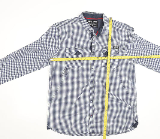 Cedar Wood State Men's Blue Check Button-Up Long Sleeve Shirt XL