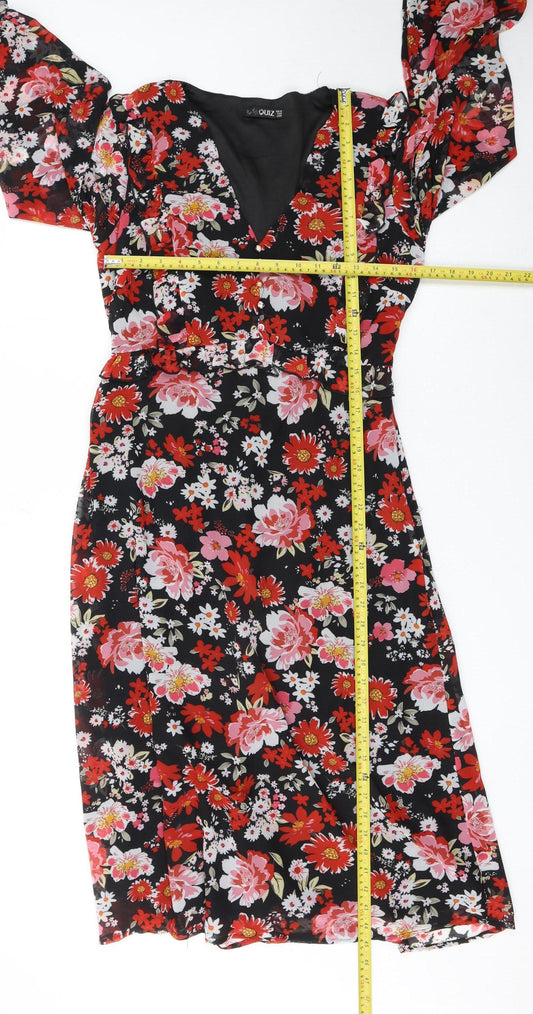 Quiz Women’s Multicoloured Floral Midi Wrap Dress Size 12
