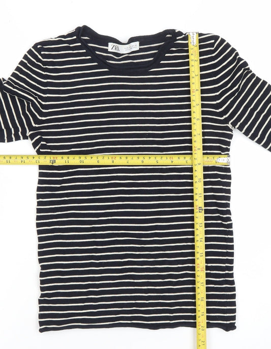 Womens UK Size XS Zara Black Basic T-Shirt