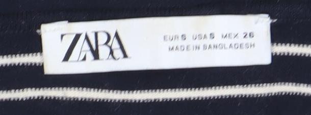Womens UK Size XS Zara Black Basic T-Shirt