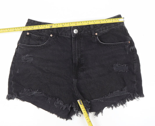 Primark Denim Co. Women Black Size 16 High Rise Cut-Off Denim Shorts