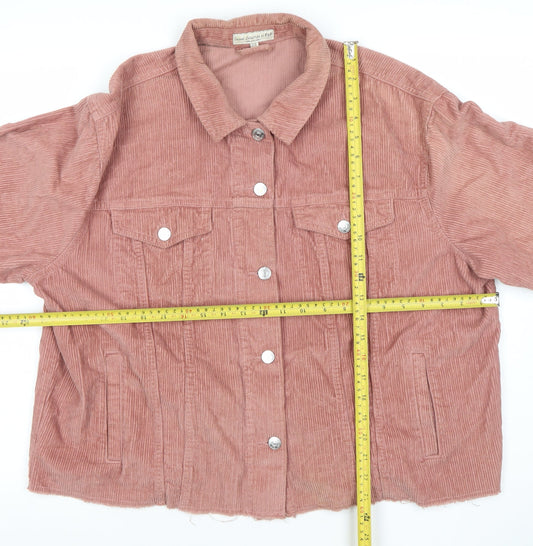 F&F Womens Pink Corduroy Button Jacket Size 16 Casual Short