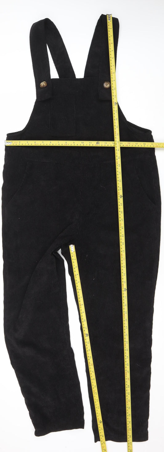 SHEIN Women’s Black Corduroy Jumpsuit Dungaree Size 10 M Relaxed Fit