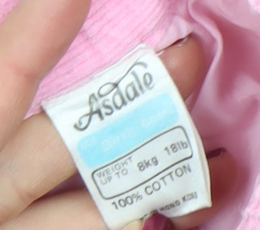 Brand and care label for Asdale Pink Corduroy Jogger Trousers 3-6 Months unisex baby cotton