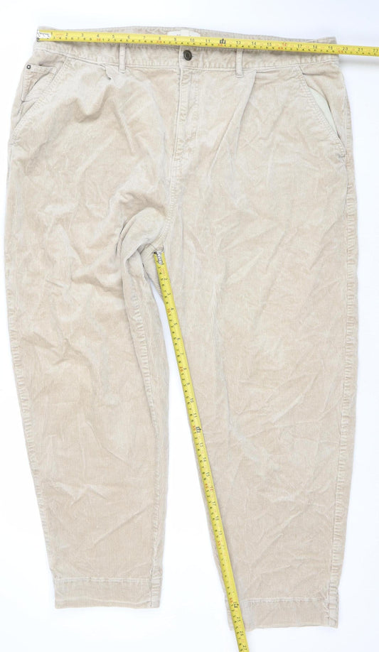 Womens UK Size 22 Marks and Spencer Relaxed Fit Chino Beige Trousers