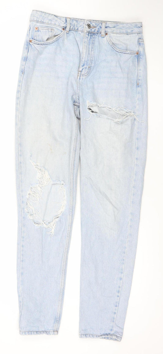 Womens UK Size 10 Topshop Regular Fit Mom Blue Jeans