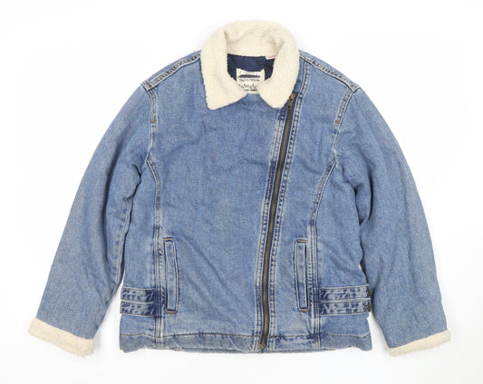 Girls UK Size 9-10 Years Zara Blue Biker Coat
