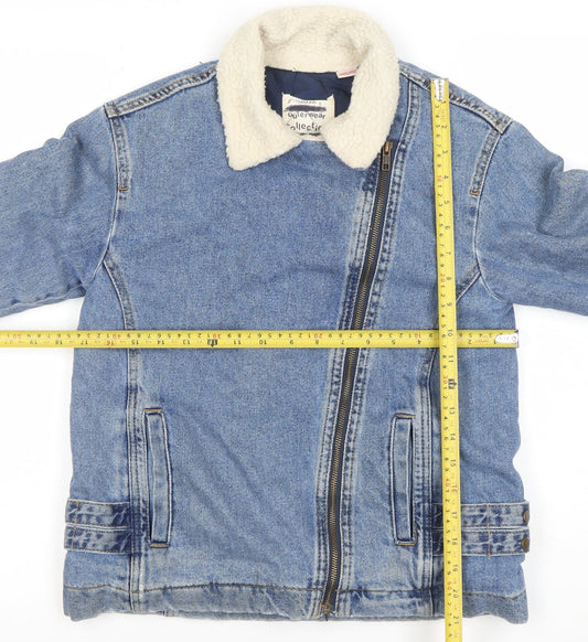 Girls UK Size 9-10 Years Zara Blue Biker Coat