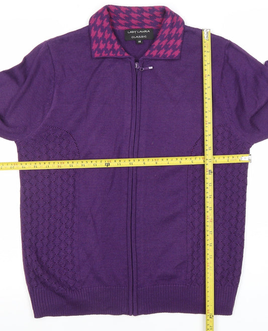 Womens UK Size 14 Lady Laura Purple Full Zip Jumper