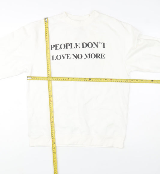Womens UK Size S Independent Trading Company White Pullover Sweatshirt