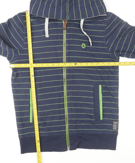 Ted Baker Men's Blue Striped Hoodie Jacket Size L Track Style Full Zip
