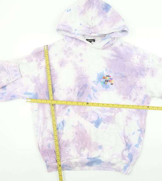 Boohoo Women’s Purple Tie Dye Pullover Hoodie Cotton Size M