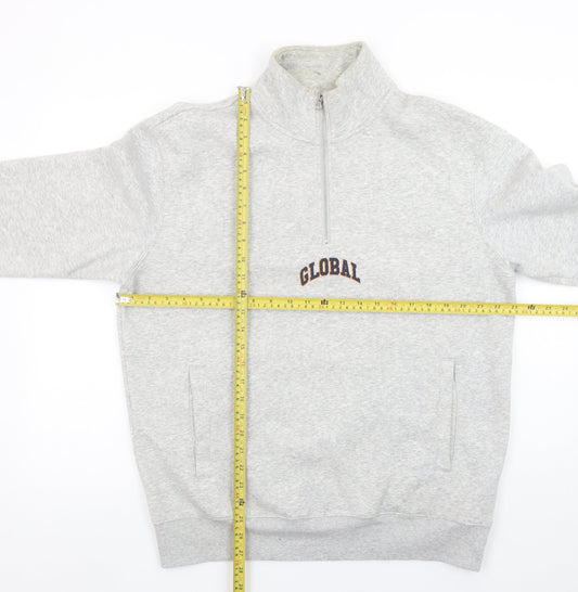 Mens UK Size M H&M Grey 1/4 Zip Sweatshirt