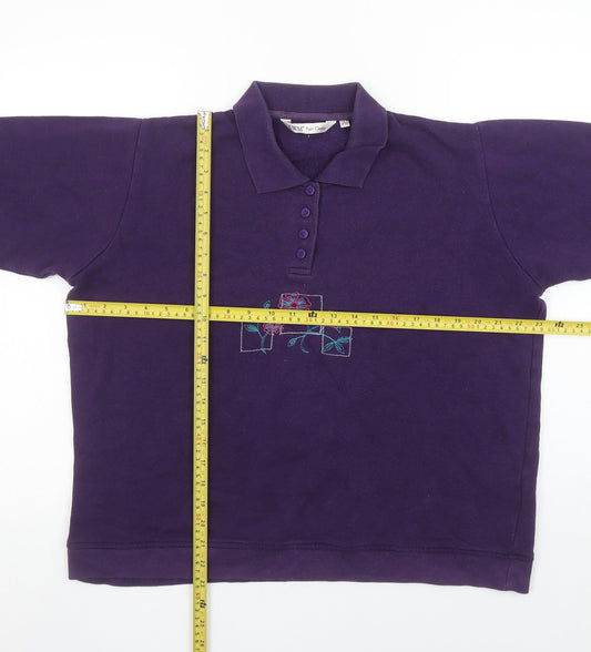 Womens UK Size 18-20 EWM Pure Classic Purple Henley Sweatshirt