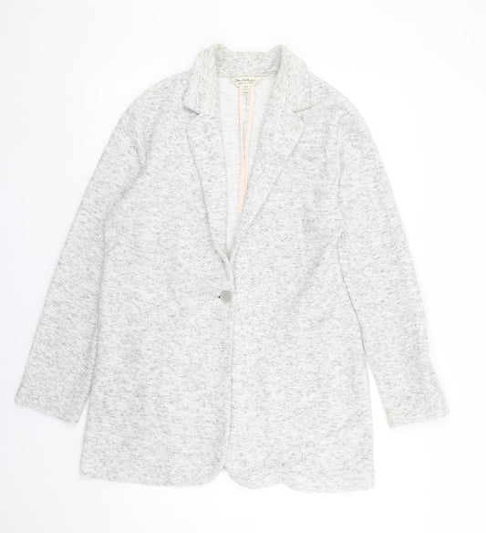 Additional front view of Miss Selfridge Women’s Grey Knit Blazer Jacket, size UK 10, Single-Breasted