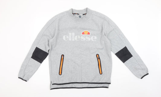 Additional front view of Ellesse women’s grey, size UK 14, crew neck pullover sweatshirt