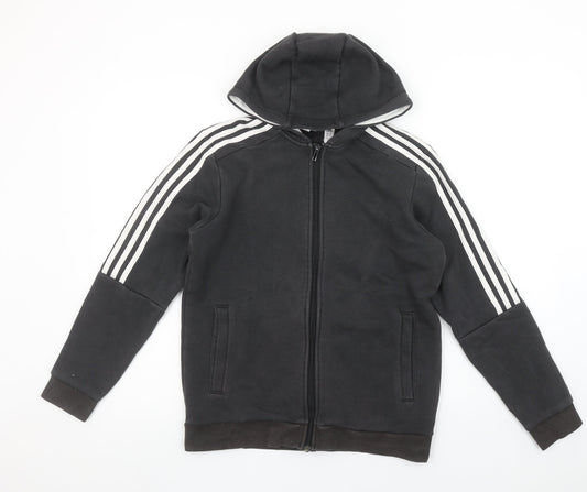 Boys UK Size 13-14 Years adidas Black Full Zip Hoodie