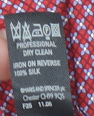 Marks and Spencer Men Red Geometric Slim Silk Tie One Size