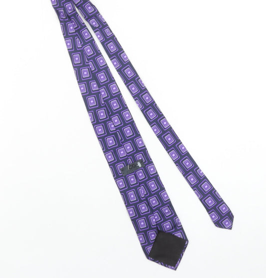 CG Collections Men's Purple Geometric Silk Tie Made in Italy One Size
