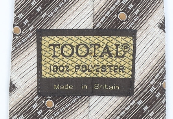 Tootal Men's Beige Brown Geometric Polyester Slim Tie Made in Britain
