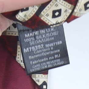 Mens NEXT Red Geometric 100% Silk Designer Tie