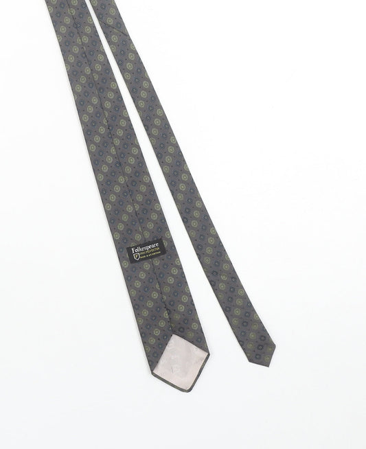 Folkespeare Mens Grey Geometric Polyester Tie Made in Britain