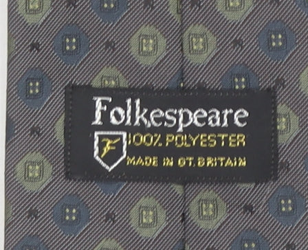Folkespeare Mens Grey Geometric Polyester Tie Made in Britain
