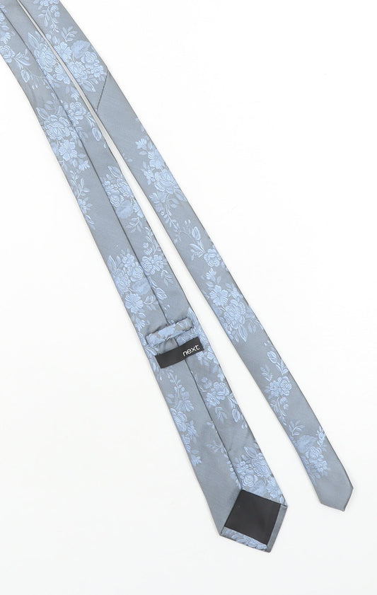 Next Men's Blue Floral Woven Tie Pointed Design One Size