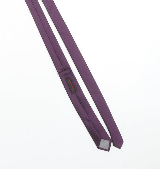 Red Herring Men’s Purple Slim Tie Polyester Woven Geometric Design