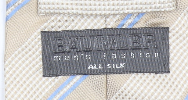 Baumler Men's Beige Blue Striped Silk Tie