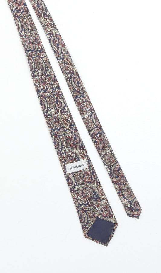 Marks and Spencer St Michael Blue Paisley Woven Men's Vintage Tie