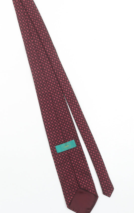Canda Men's Burgundy Geometric Polyester Slim Tie