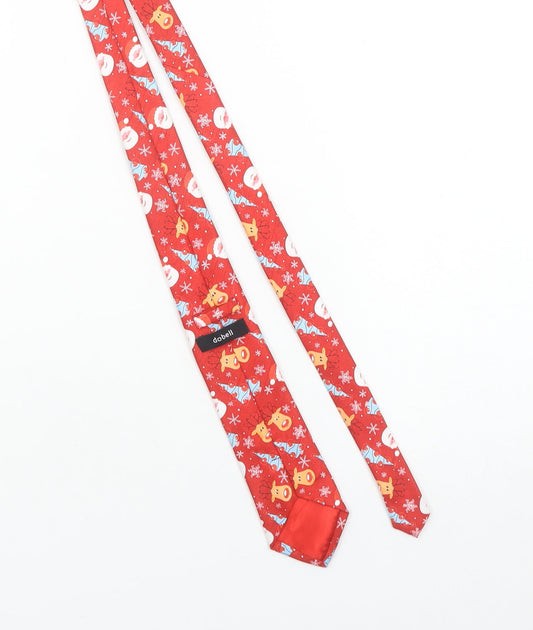 Dobell Men's Red Christmas Print Polyester Tie One Size